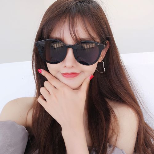 韩国潮牌眼镜圆框大脸墨镜女潮人个性时尚百搭渡假防晒太阳镜男