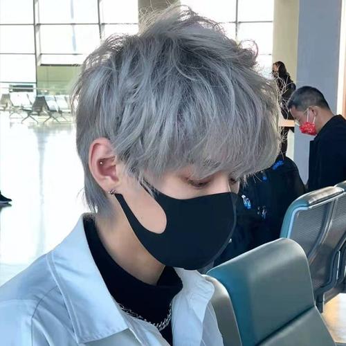 奶奶灰假发男韩版k帅气短直发自然日常可斜可齐刘海短发男生全头