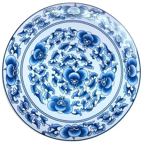 超值 景德镇陶瓷器 青花装饰瓷盘 座盘 挂盘 花卉纹 墙饰盘子摆件