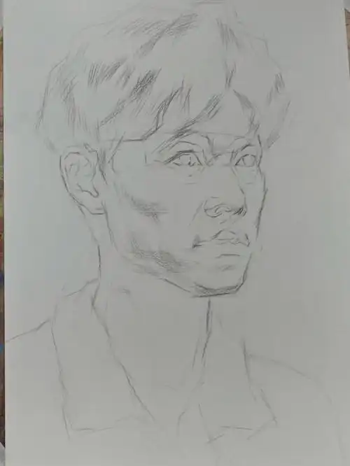 素描头像过程