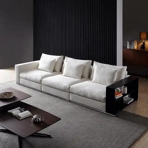 如恩高端意式现代简约风格羽绒布艺沙发横排组合布艺沙发