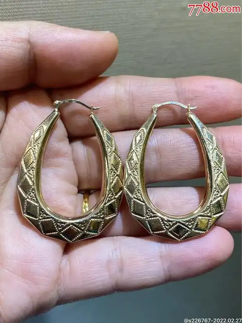 西洋古董回流9k实金空心大耳环