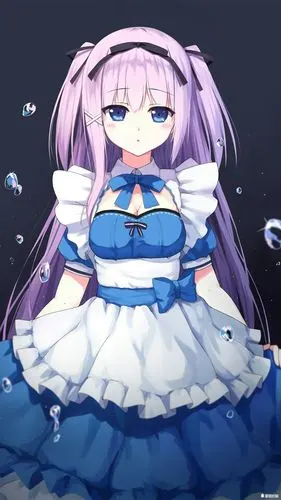 紫发蓝眼 在水里