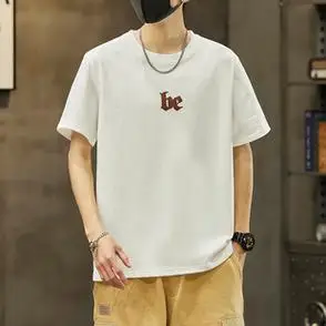 男款潮流夏季青少年休闲上衣宽松衣服圆领半袖纯棉t恤打底衫短袖