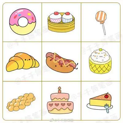 100种食物简笔画步骤图带颜色