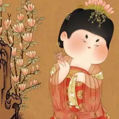古风胖女孩卡通图片头像胖胖可爱的唐朝仕女q版卡通图片头像