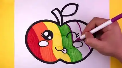 简笔画:今天让我们画大苹果,画完送给姐姐