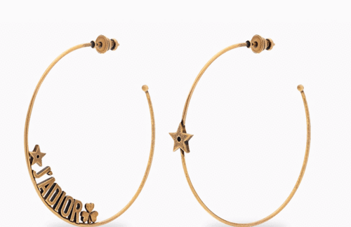 dior/迪奥 "jadior"镀金复古金属不对称圆耳环