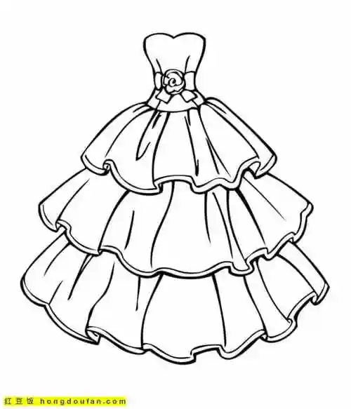 11张免费连衣裙长裙公主裙卡通涂色简笔画-红豆饭小学生简笔画大全