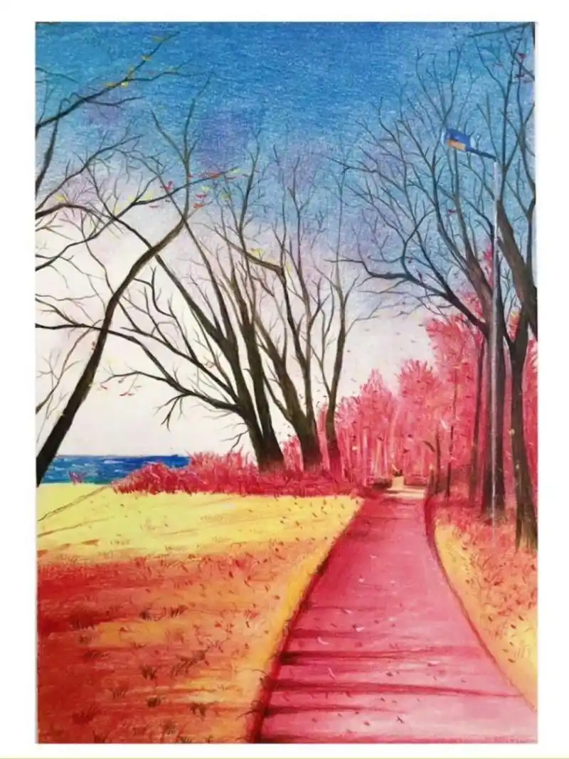 9月的到来,广东的天气还是一样的热 分享一下这秋天的彩铅风景画 用了