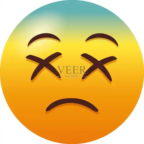 悲伤的表情符号脸退化风格图标插画图片素材