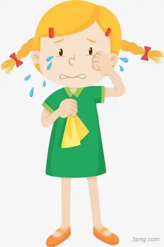 卡通哭泣的女孩png素材透明免抠图片-卡通手绘
