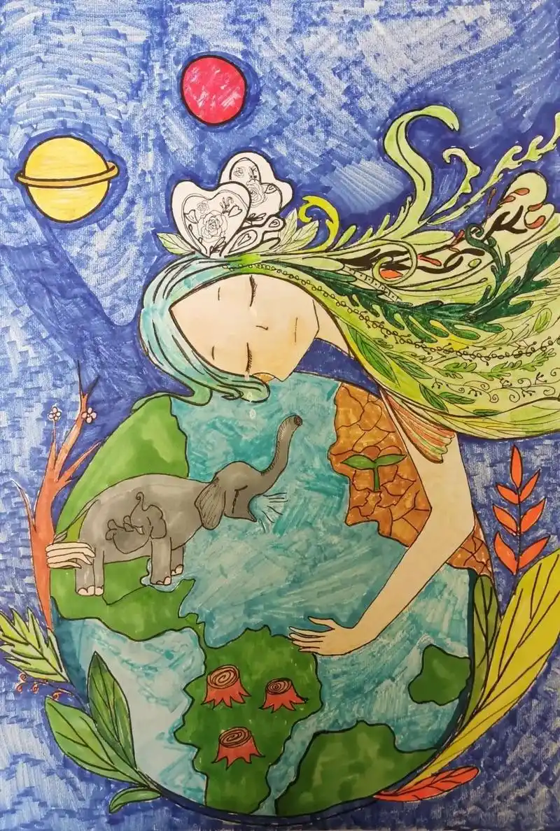 11岁守护绿色家园-黄慧语 10岁二等奖保护地球-刘雁飞 14岁不