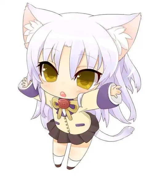 从上往下的人物q版猫咪少女眼睛大抱抱我