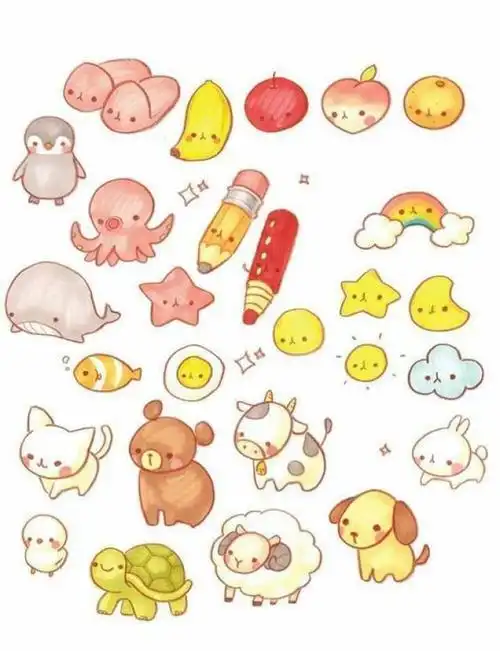 可爱的宠物简笔画自带表情包萌以后可以用作ip100种可爱小东西简笔画