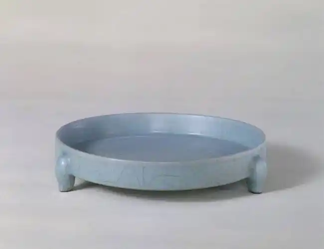 宋代天青色汝窑真品图片赏析_汝瓷_瓷器_气泡