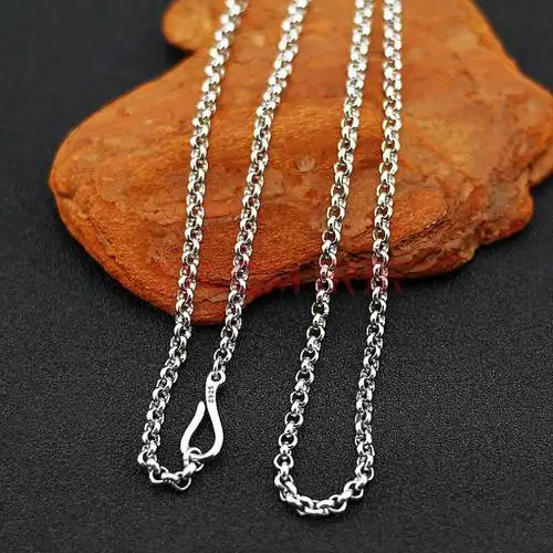 s925银项链男女士银链子吊坠配链勾扣毛衣链帅气o形链3mm锁骨链 3mm银