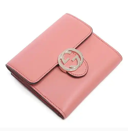 gucci 古驰 21春夏女士牛皮双g金属logo装饰短款钱包