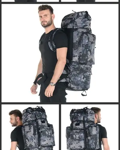 迷彩背囊户外登山包双肩男女大容量旅行包徒步包特种单兵07迷彩行军