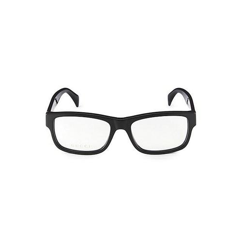 古驰gucci男款黑色眼镜框|logo 56mm rectangular eyeglasses