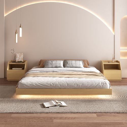 无床头榻榻米床简约现代极简双人1.8米网红民宿儿童踏踏米悬浮床