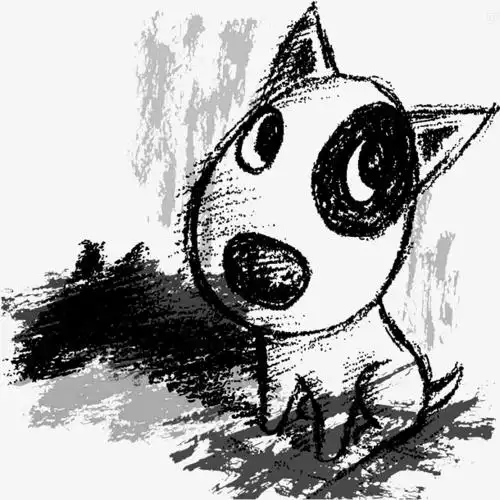 手绘卡通蜡笔画小狗