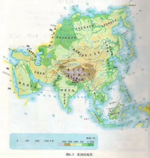 亚洲地形图 - 微思作业本