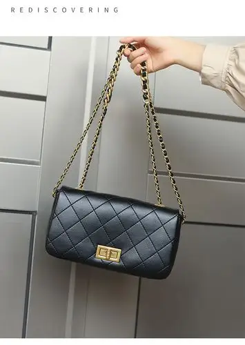 高端rg ck l轻奢侈品牌女包2021新款香港真皮小香风方胖子菱格包单肩