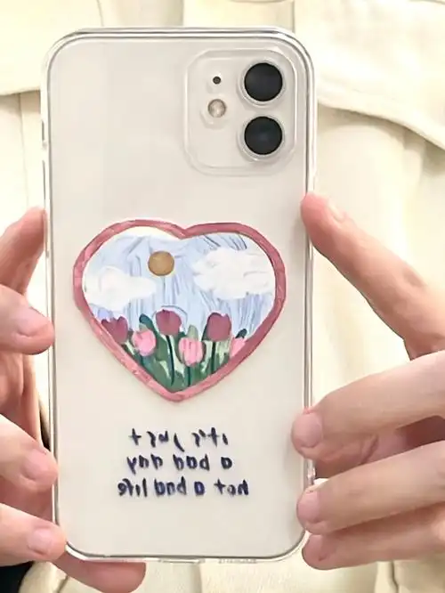 iphone手机壳爱心油画郁金香好好看