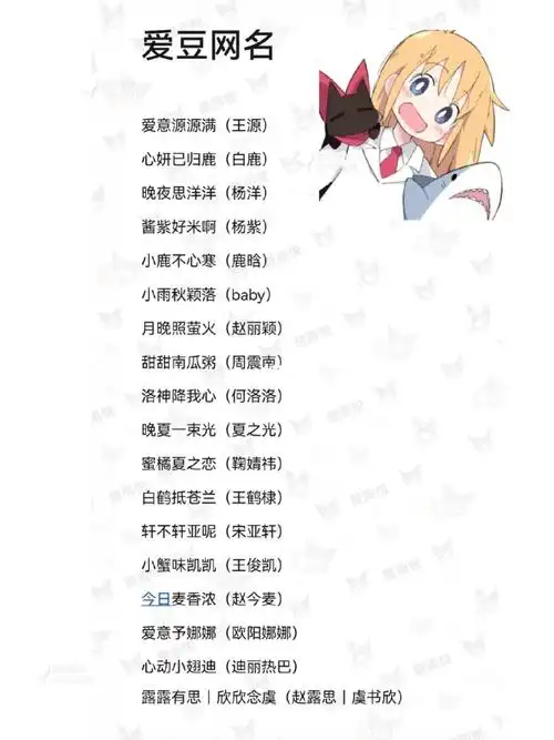 耶耶,追星女孩的网名|第二期