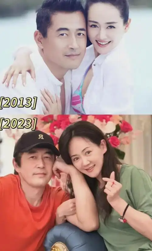 43岁张定涵晒照秀恩爱,老公王志飞鬓角花白,夫妻同框像两代人