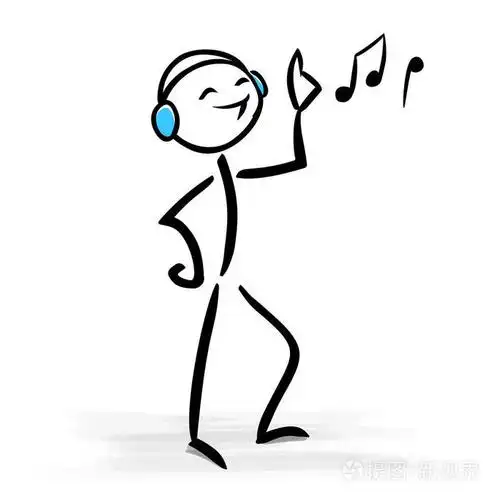 快乐的男人带着耳机听音乐棒数字矢量插图插画-正版商用图片16pc10-摄