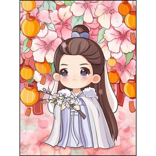 q版肖战百变造型 diy数字油画手绘填色画手工客厅卧室家居油彩画