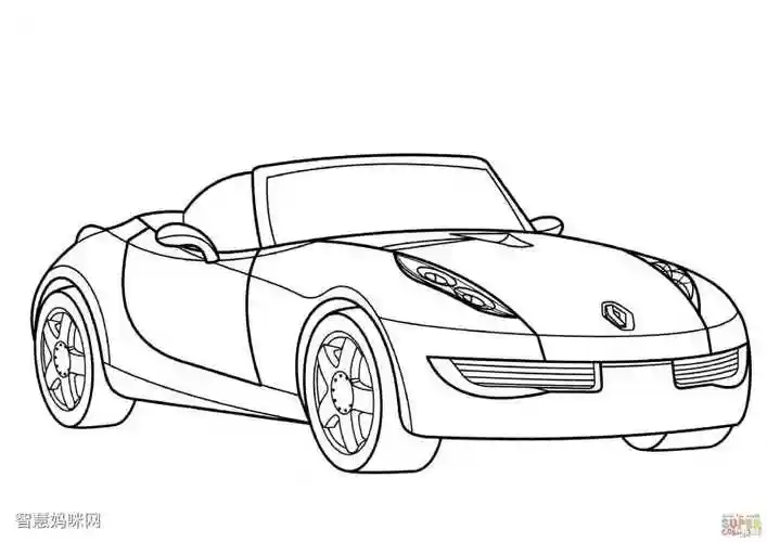 雷诺风填色图片雷诺汽车小汽车简笔画经典敞篷车填色图片1978菲蒂帕尔