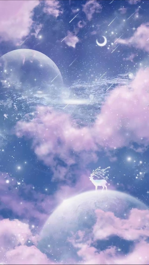 唯美 梦幻 清新 插画 平铺