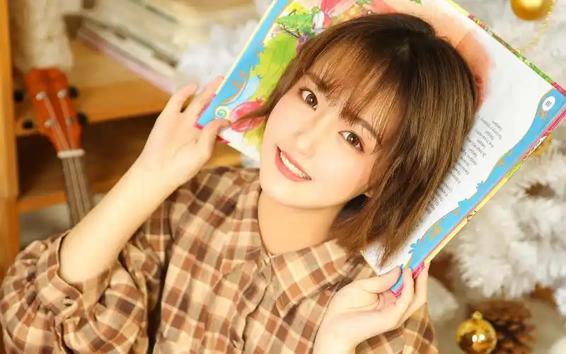 美女,圣诞节,清纯,少女,文艺,电脑壁纸,壁纸短发少女圣诞节主题文艺