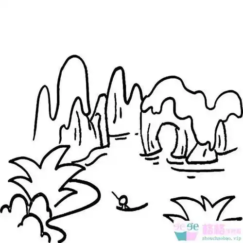 山水简笔画简单又漂亮山水简笔画简单又漂亮有颜色