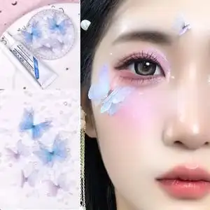 脸上贴饰品儿童蝴蝶贴脸眼妆贴舞台妆3d立体贴女童走秀饰品珍珠贴
