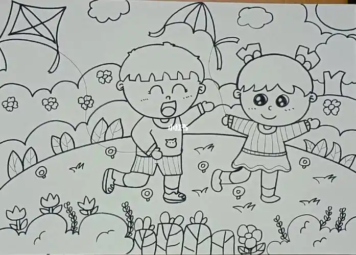 春天愉快的一天考编主题画