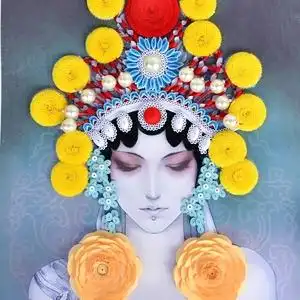 大尺寸衍纸画作品中国古风人物京剧花旦戏子青衣 手工diy衍纸套装