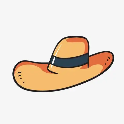 矢量卡通手绘橙色渔夫帽免抠图p