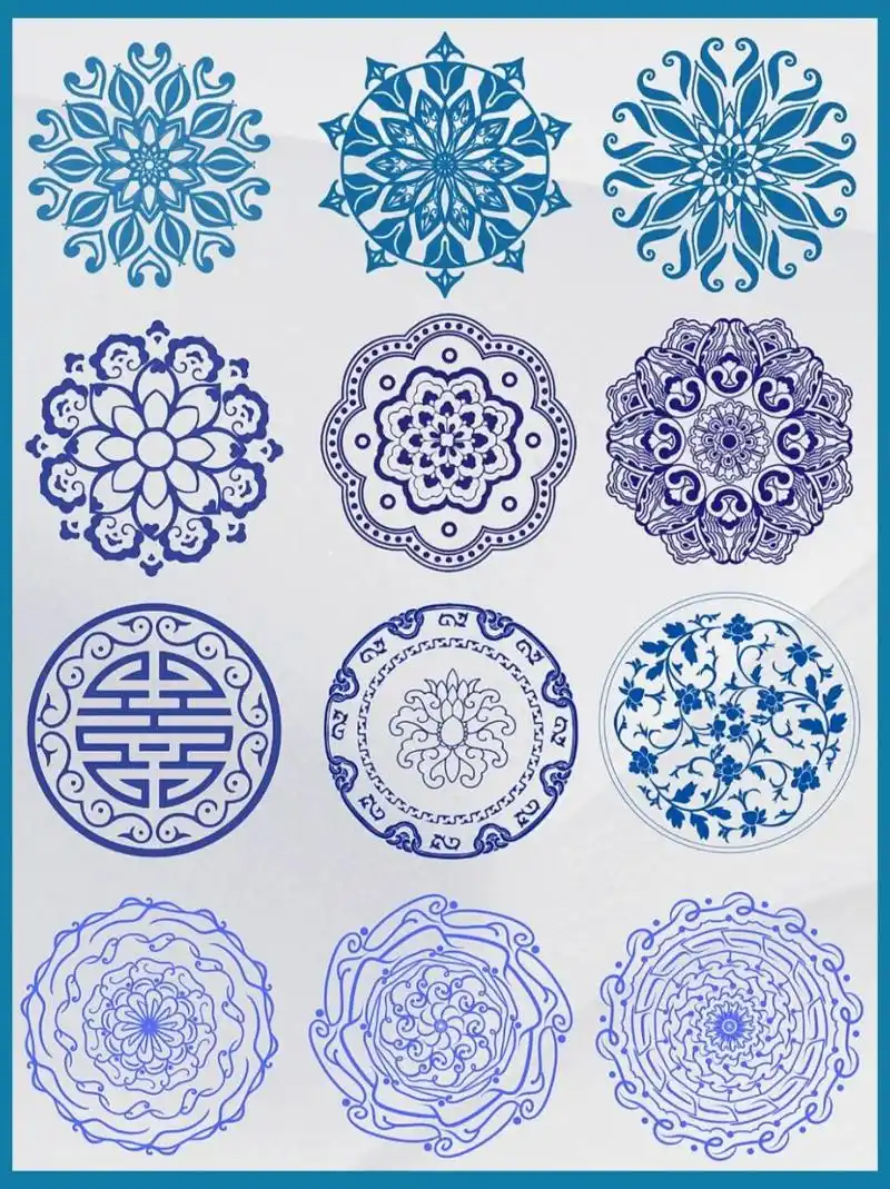 素材|中国风青花瓷花纹免抠元素png|天青 天青色是极其出尘,淡雅的