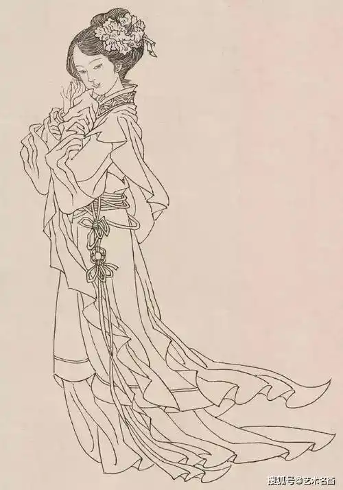 白描仕女图,细腻柔美,形象生动|艺术名画_作品_情感