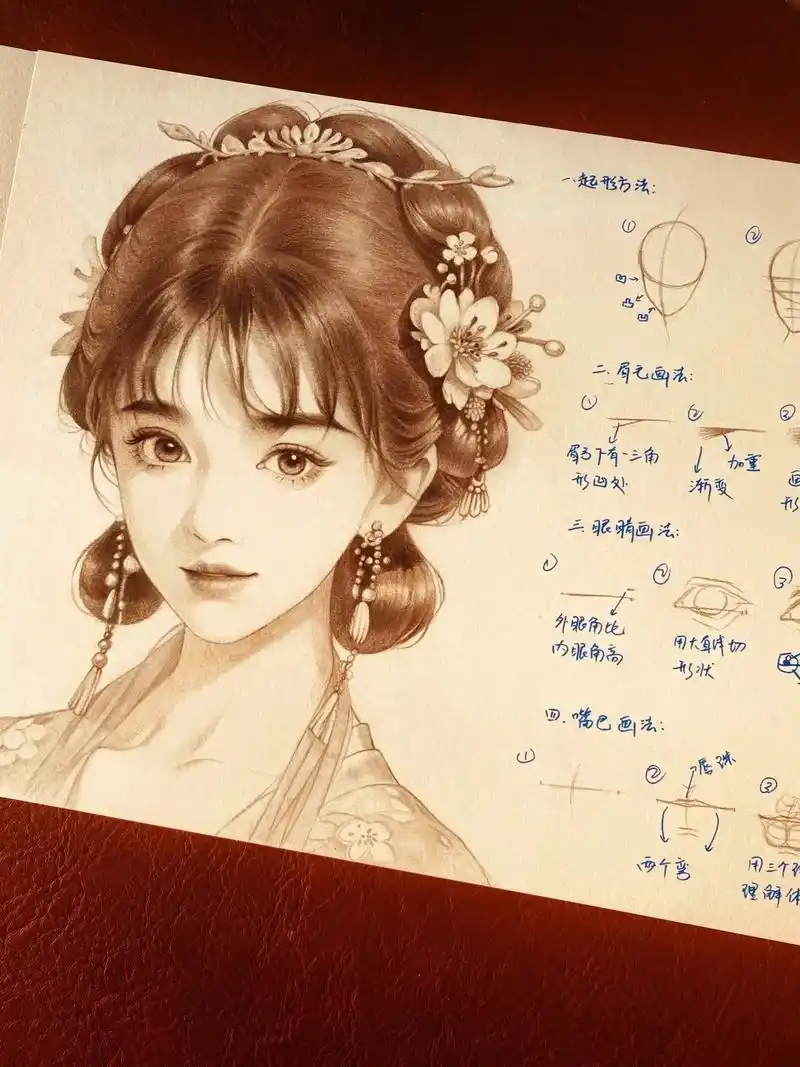 古风美人.#动漫教程 #跟着抖音学画画 #手绘古风美人 #动 - 抖音