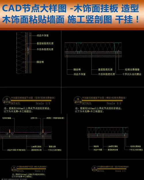 cad木饰面挂板节点大样图