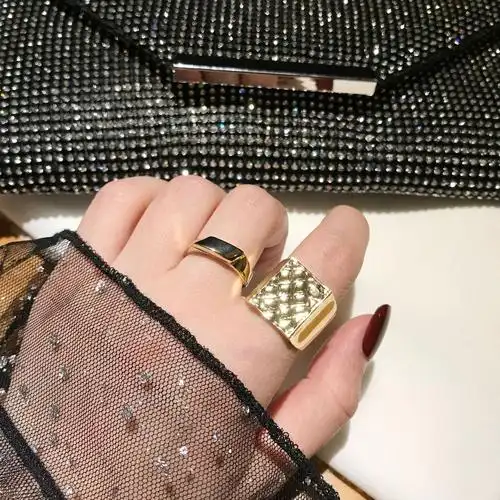 网红个性大牌复古金属几何戒指女欧美夸张冷淡风宽面时髦食指指环