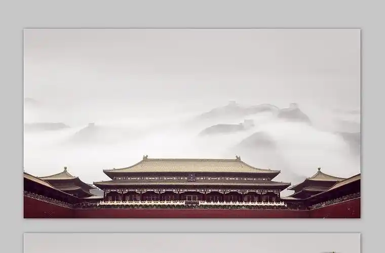 五张精致中国古建筑ppt背景图片