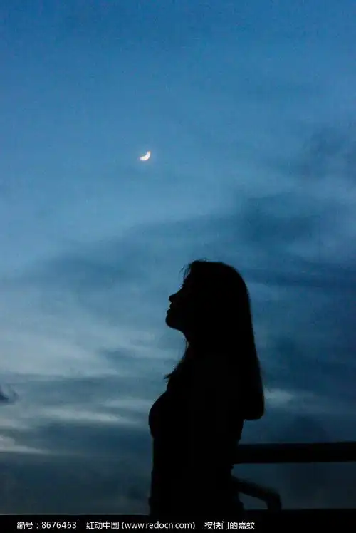 月亮下的人物剪影