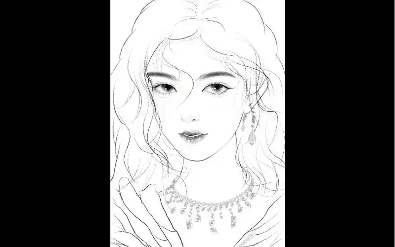 鞠婧祎头像绘画过程线稿