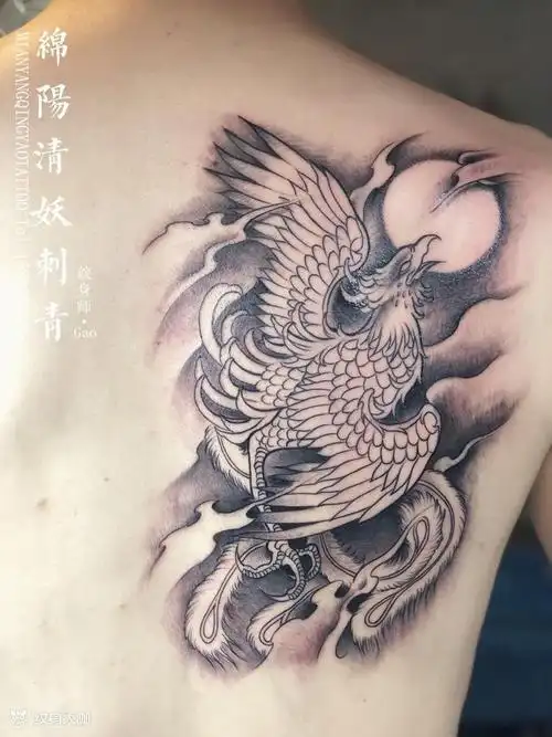 后背凤凰纹身未完待续高作品